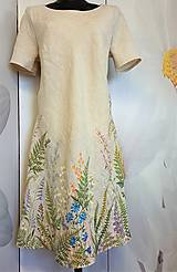 Šaty - Ručne maľované béžové ľanové šaty " Lúčne II. " - 13865594_