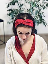 Ozdoby do vlasov - Bambusová čelenka červená bodkovaná - 13866113_