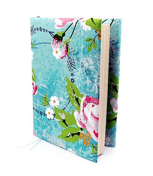Papiernictvo - Obojstranný obal na knihu - Svieža kvietky na tyrkysovej (limitovaná edícia) - 13865958_