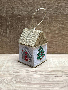 Dekorácie - Domček vyšívaný vianočný so 4 vzormi - 13864005_