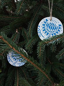 Dekorácie - Vianočná dekorácia modrotlač - 13866390_