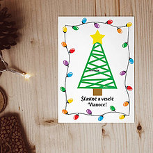 Papiernictvo - Vianočné pohľadnice vianočný stromček a vianočné svetielka (nezdobený) - 13864492_