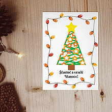 Papiernictvo - Vianočné pohľadnice vianočný stromček a vianočné svetielka (hviezdičky) - 13864495_