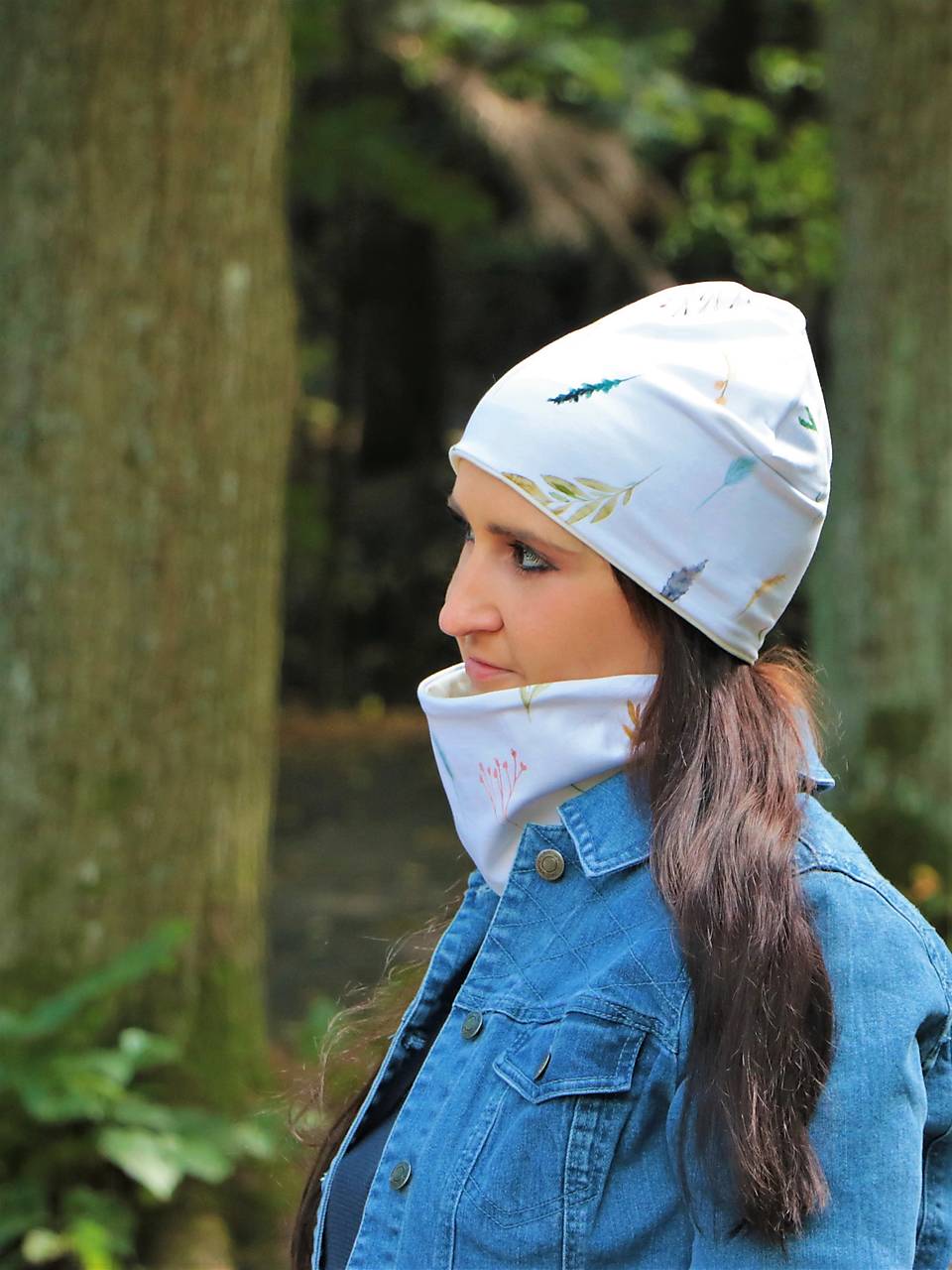 Sušené bylinky úpletová čiapka, nákrčník alebo set