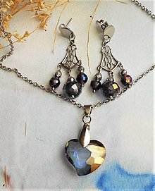 Sady šperkov - Dvakrát srdce Swarovski (Dvojkombinácia s rakúskym brúseným krištáľom) - 13869102_