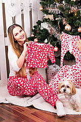  - Vianočné domáce/pyžamové nohavice – UNISEX – červené - 13867363_