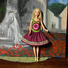 Hračky - Šité Barbie šaty (Bordové Barbie šaty) - 13869512_