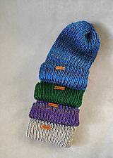 Čiapky, čelenky, klobúky - Dámska vlnená čiapka (fialový melír) - 13870001_