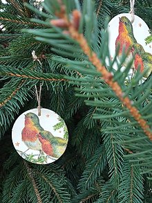 Dekorácie - Vianočné ozdoby vtáčik červienka - 13866635_