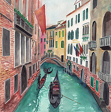 Obrazy - Benátky obraz akvarel výtlačok (print) - 13874557_