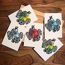 Grafika - Monstera deliciosa grafika linoryt print (Tyrkysová) - 13870799_