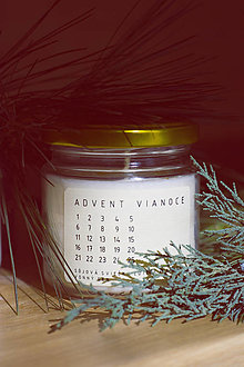 Sviečky - Vianočný SEN -AKCIA- sójová sviečka (Advent nálepka) - 13871518_