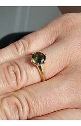 Prstene - Prsteň víla s prírodným českým vltavínom zo striebra 925, pozláteného striebra, bieleho a žltého zlata 585 / 14K - 13872584_