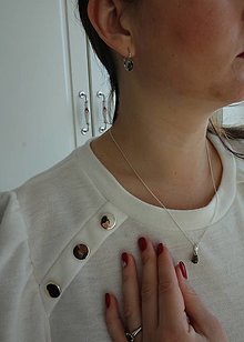 Sady šperkov - Súprava šperkov prívesok a náušnice s prírodným českým vltavínom v bielom a žltom zlate (žlté zlato) - 13870841_