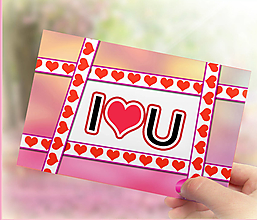 Papiernictvo - Valentínske pohľadnice I ♥ U (7 (srdiečka)) - 13874781_