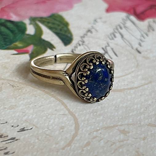 Bronze Filigree Lapis Lazuli Ring / Filigránový prsteň s lazuritom