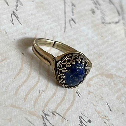 Bronze Filigree Lapis Lazuli Ring / Filigránový prsteň s lazuritom