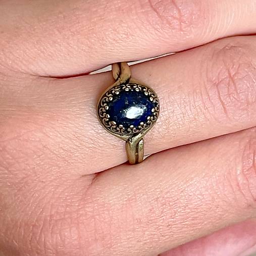 Bronze Filigree Lapis Lazuli Ring / Filigránový prsteň s lazuritom