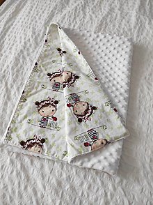 Detský textil - Minky deka  (Biela s dievčatkom) - 13875445_