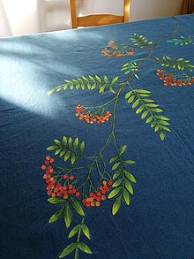 Úžitkový textil - Obrus "jarabina", 100% bavlna, maľovaný - 13875384_