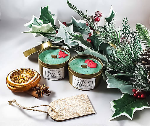 Sviečky - Veselé Vianoce - sójová sviečka - 13879077_
