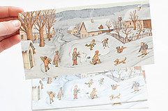 Papier - Pohľadnica "zima na dedine" - 13879555_