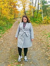 Flaušový šedý zimný kabát - rôzne farby