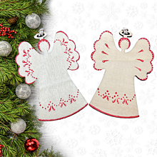 Dekorácie - Drevená vianočná ozdoba - anjel červený - folklórny - 13877164_