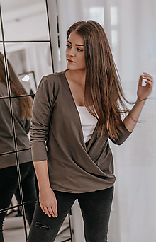 Svetre a kardigány - Khaki wrap top - 13875344_