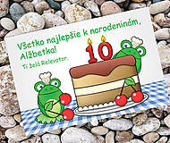 Papiernictvo - Pohľadnica k narodeninám žabky kuchárky (čerešňová) - 13877251_