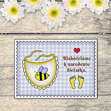 Papiernictvo - Blahoželanie k narodeniu dieťaťa káro podbradník (včielka) - 13876646_