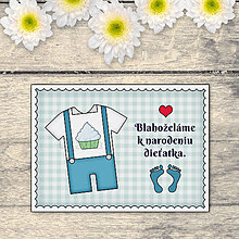 Papiernictvo - Blahoželanie k narodeniu dieťaťa káro oblečenie pre chlapčeka (cupcake) - 13876720_