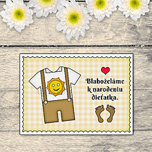 Papiernictvo - Blahoželanie k narodeniu dieťaťa káro oblečenie pre chlapčeka (slniečko) - 13876724_