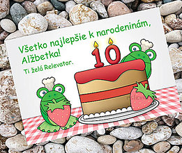 Papiernictvo - Pohľadnica k narodeninám žabky kuchárky (jahodová) - 13877242_