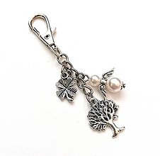 Kľúčenky - Kľúčenka "strom" s anjelikom (biela) - 13882735_