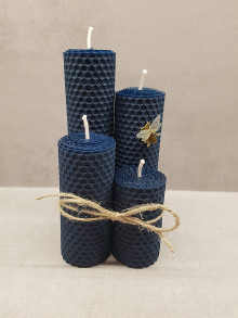 Sviečky - Sada sviečok z vosku (Modrá) - 13880692_