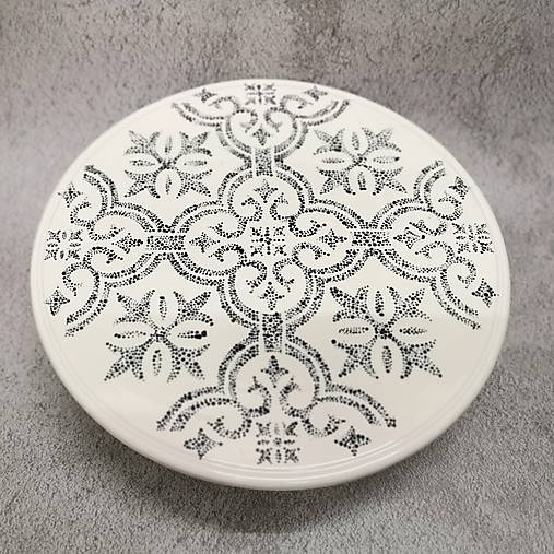 Nádoby - podnos na tortu, koláče - ornament čierny - 13881325_