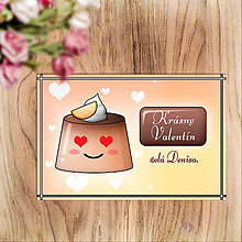 Papiernictvo - Valentínska pohľadnica - puding(želé) zamilovaný (pomarančový) - 13882462_
