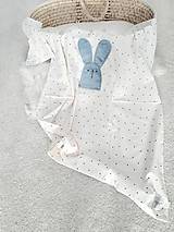 Detský textil - Obliečky PURE COLOURS -modrý zajko do postieĺky 40x60cm/ 135x100cm - 13887329_