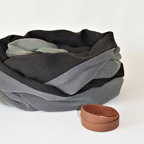 Pánske doplnky - Exkluzívny pánsky ľanový nákrčník s koženým remienkom - 13886315_