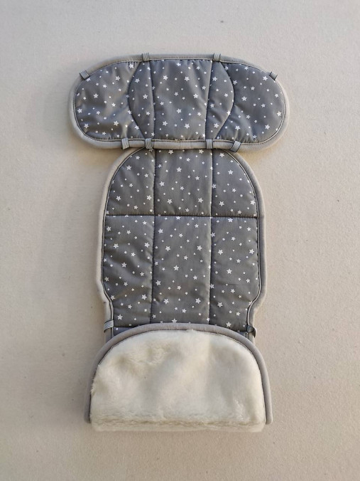 Detský textil - VLNIENKA Podložka do autosedačky Cybex Pallas S pultikova 100 % Merino proti poteniu a prechladnutiu Hviezdičky šedé - 13886512_