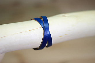 Náramky - Kožený náramok THIN DOUBLE (Modrá) - 13887978_