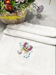 Úžitkový textil - Biely uterák s motýlikom - 13886702_