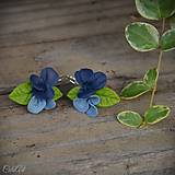 Náušnice - Kytica z modrých kvetov - náušnice s francúzskym zapínaním - 13886027_
