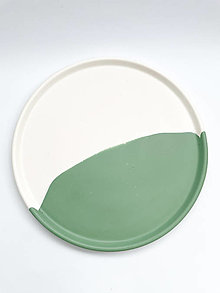 Nádoby - Dvojfarebný okrúhly veľký tanier - zelený pastel - 13885491_