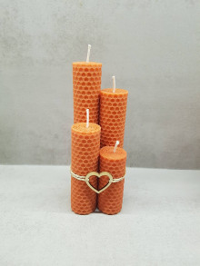 Sviečky - Sada sviečok z vosku (Oranžová) - 13887594_