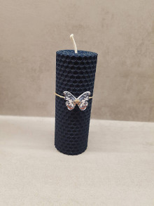Sviečky - Sviečka z vosku s motýlikom  (Modrá) - 13887778_