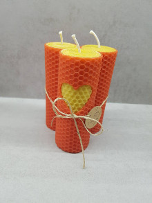 Sviečky - Sada sviečok z vosku (Oranžová) - 13887815_