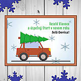 Papiernictvo - Vianočná pohľadnica auto (jednonliaty rám) - 13887854_