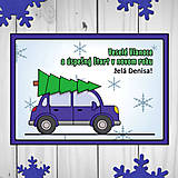 Papiernictvo - Vianočná pohľadnica auto (aj okraje) (jednoliaty rám) - 13887858_